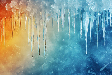 Winterliche Farbexplosion: Bunte Eiszapfen-Rahmen verleihen Klarheit und Kühle - obrazy, fototapety, plakaty
