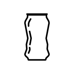 Aluminum soda, beer can crushed outline icon