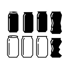 Beer, soda can icon set