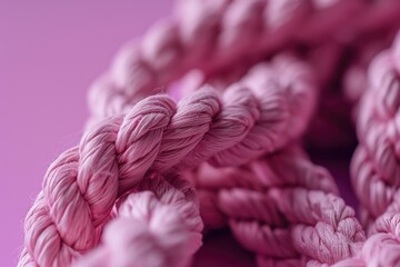 Pink rope close-up on a vibrant purple background. Versatile image suitable for various creative projects