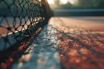Fotobehang Close up view of a tennis court net. Suitable for sports and recreation themes © Fotograf