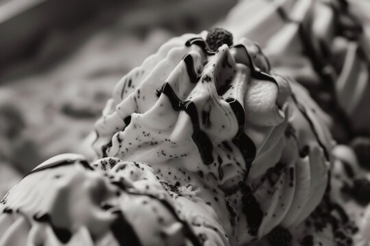 A monochrome image of a delicious dessert. Perfect for food blogs and culinary websites