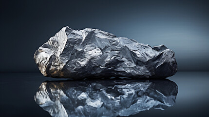 Gleaming Aluminum Nugget on Metallic Grey Background: A Synthesis of Industry and Design