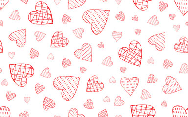 valentine's day. patterns. seamless patterns. hearts. Doodle. drawing. red. vector. on a white background. for textiles. for the repose. postcard.