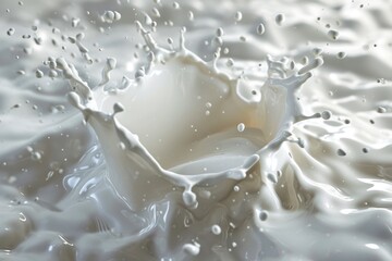 A splash of milk on a white surface. Ideal for food and beverage related projects
