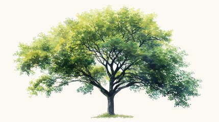 Watercolor painting of a tree on a white background. Suitable for nature-themed designs or as a decorative element.