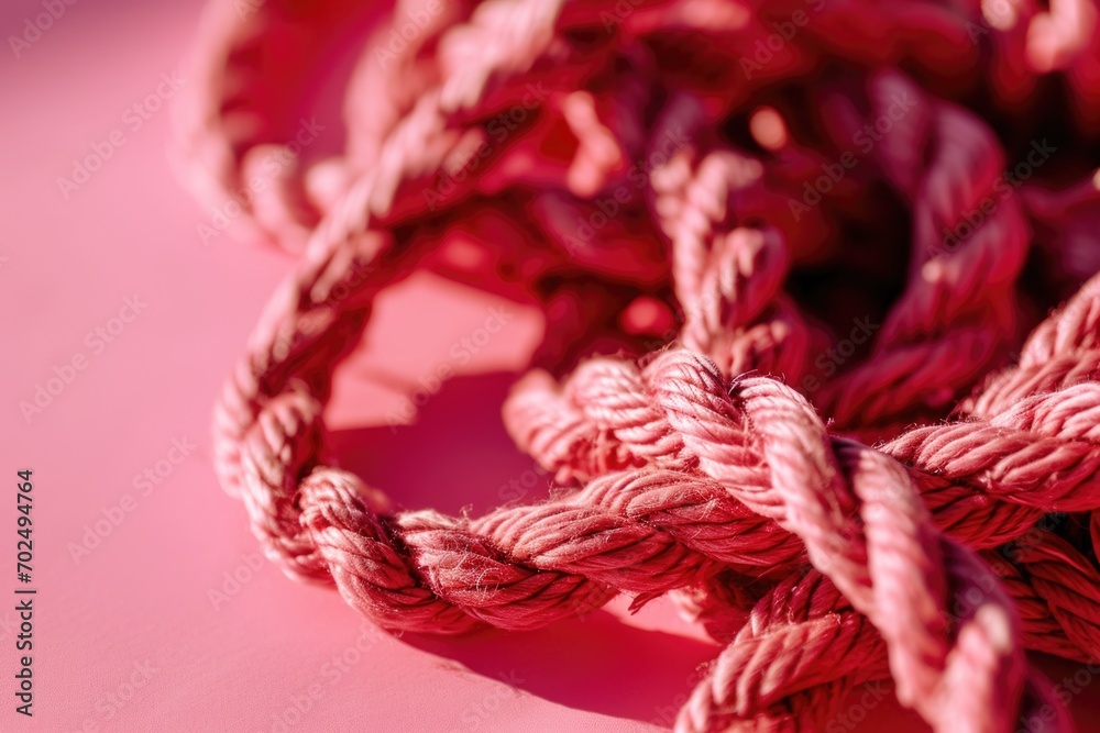 Aufkleber Close up view of a rope on a vibrant pink surface. Versatile image suitable for various creative projects