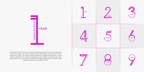 set of anniversary logotype purple color for special celebration event