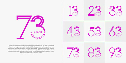 set of anniversary logotype purple color for special celebration event