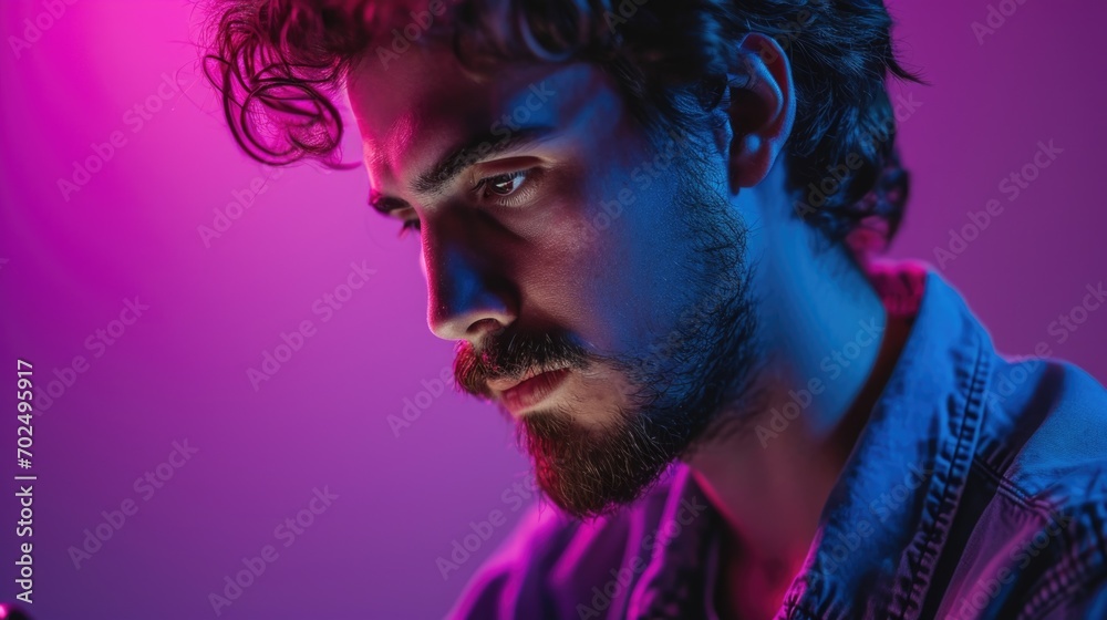 Aufkleber A close-up photograph of a man with a beard. This image can be used in various contexts