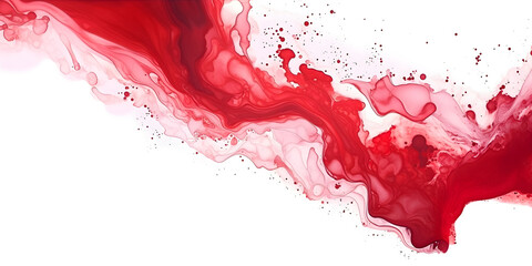 flowing watercolor stripe. Red layered drops, abstract background, white background.