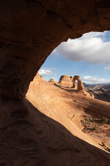 Delicate arch seen through another arch 