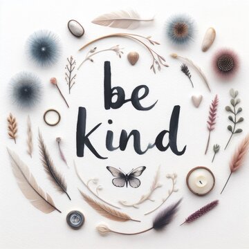 Be kind motivational quote, word art.