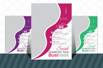 Vector corporate flyer template 3 color design