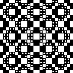 Squares, checks, circles, crosses seamless pattern. Folk wallpaper. Geometric background. Tribal motif. Geometrical ornate. Ethnic ornament. Textile print, abstract illustration. Vector ethnical image