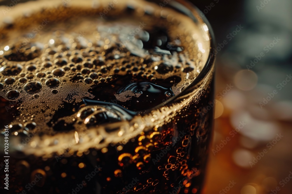 Aufkleber a detailed view of a glass filled with soda. perfect for illustrating refreshment and indulgence.