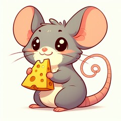 cartoon mouse with a piece of cheese