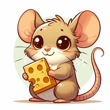 cartoon mouse with a piece of cheese
