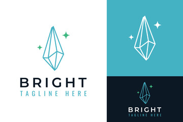 Simple Bright Blue Gem Diamond Opal Jewel Logo Design Branding Template