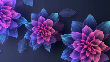Vibrant Digital Art of Neon Floral Design