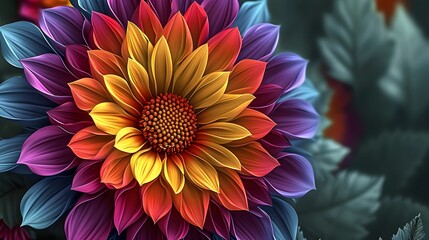 Vibrant Digital Art of a Multicolored Flower