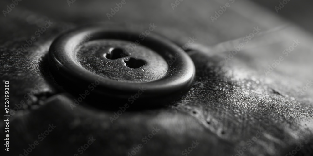 Poster A close-up photograph of a black and white button. Suitable for various design projects