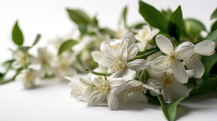 Obraz premium A simple arrangement of white flowers placed on a table. Suitable for various uses