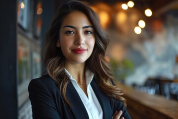 Fototapeta premium A woman in a business suit striking a pose for a professional photo. Suitable for corporate branding and marketing materials