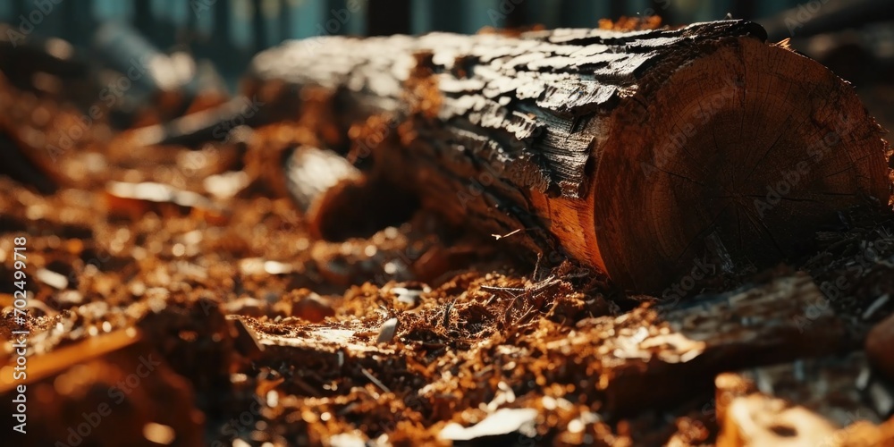 Poster a close-up view of a tree trunk in the woods. this image can be used to depict nature, forests, or e