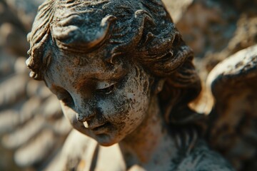 Fototapeta premium A close-up view of a statue of an angel. This image can be used to depict spirituality or as a decorative element in various settings