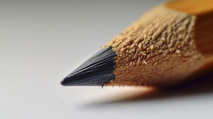 A detailed view of a pencil with a black tip. Ideal for educational and office-related projects