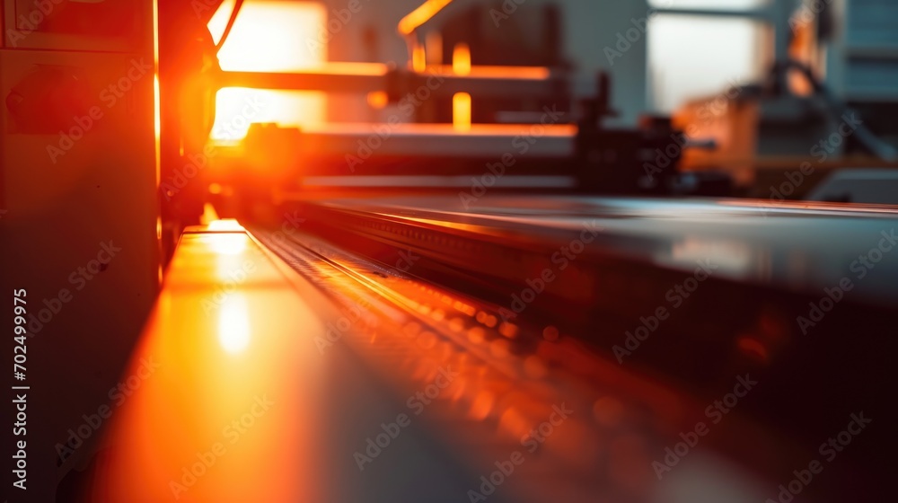Aufkleber Close-up view of a machine in a factory. Versatile image suitable for various industrial and manufacturing concepts