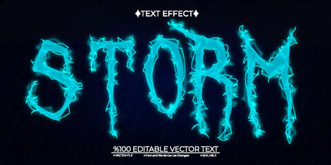 Blue Neon Storm Editable Vector 3D Text Effect