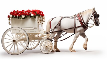 Fototapeta na wymiar Couple's romantic carriage captured in enchanting pictures. 
