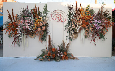wedding backdrop beautiful flower background and wedding decorations for wedding scenes photos in...