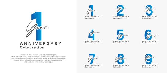 anniversary logotype vector design with red and blue color can be use for special moment celebration