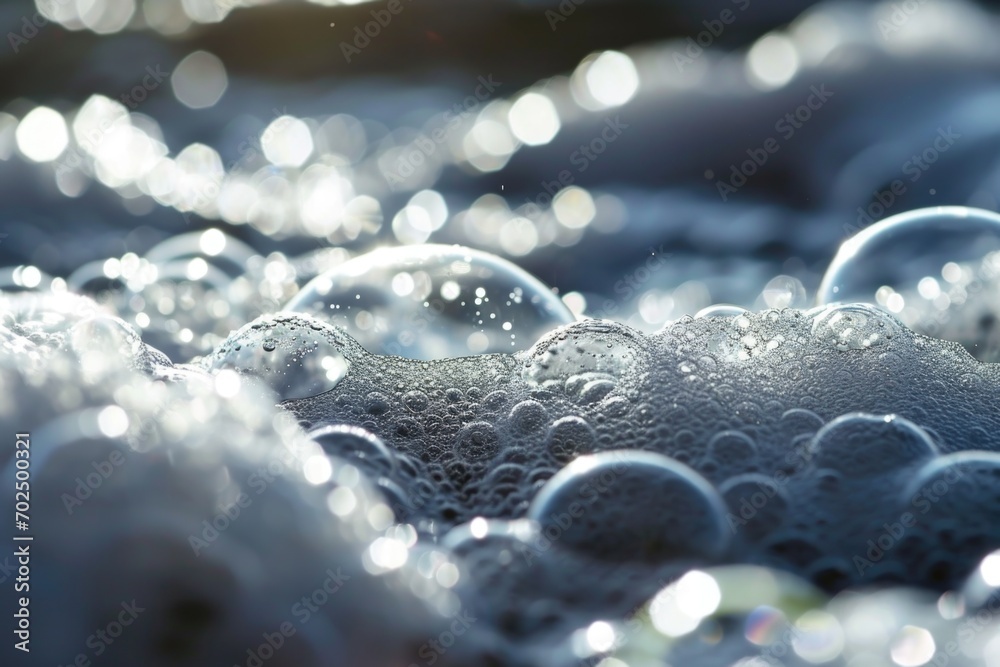 Poster A close up view of a bunch of bubbles. This image can be used to represent concepts such as joy, childhood, playfulness, or relaxation