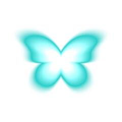 Butterfly blurry holographic shape isolated on white background. Trendy y2k sticker with gradient aura effect. Decoration element in retro 90s style. Vector illustration