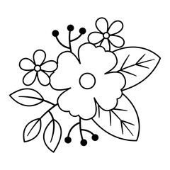 Flower bouquet line art. Design element with floral theme.