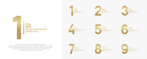 anniversary vector design set with gold color can be use for special moment