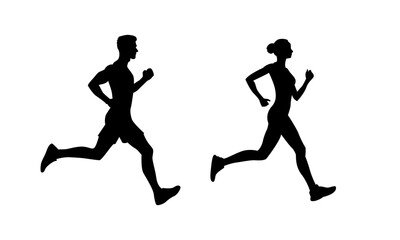 silhouettes of people running