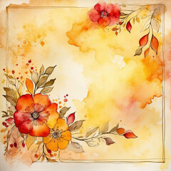 Valentines Day Romantic Alcohol Ink Watercolor Flowers on Antique Parchment Paper