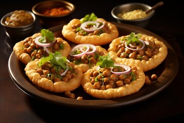 Savor the Exquisite Flavor. Indulge in the Aromatic Delight of Traditional Indian Dish Chole Bhature - obrazy, fototapety, plakaty