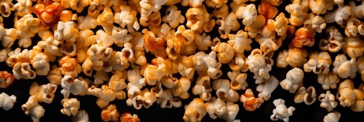 Popcorn Banner with Customizable Text Space - Ideal for Movie Nights and Snack Promotions - obrazy, fototapety, plakaty