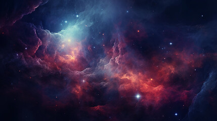 Galactic Nebula in Vibrant Colors - A Visual Symphony of the Cosmos' Magnificence - obrazy, fototapety, plakaty