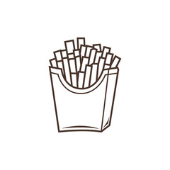 Line Art Illustration Of A Box Of French Fries