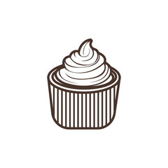 Line Art Illustration Of A Cup Of Ice Cream