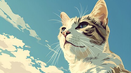 A cat looking up at the sky