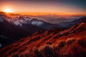 A sunrise in the mountains
