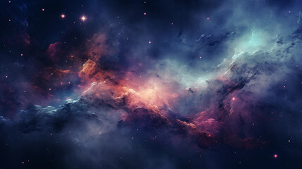 Galaxy-Inspired Nebula Background with Cosmic Colors - A Journey Through Space and Imagination - obrazy, fototapety, plakaty